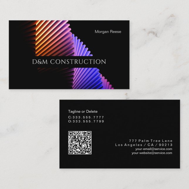 Cartão De Visita Profissional, Design inteligente, código QR (Frente/Verso)