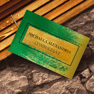 Cartão De Visita Profissional Dourado Brilhante Metálico Verde