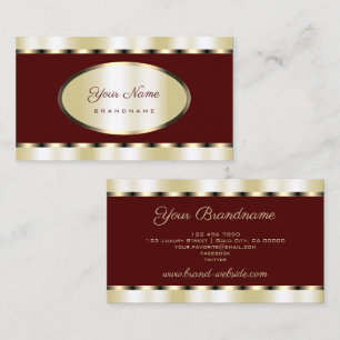 Cartão De Visita Profissional Dourado Elegante e Colorido Borgonha
