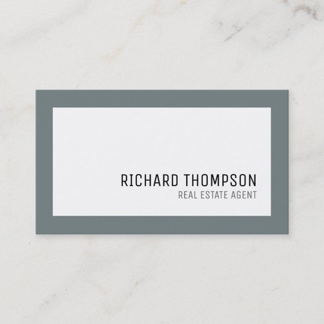 Cartão De Visita Profissional e elegante, borda da Cinza, mínimo (Frente)