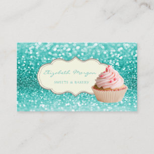 Cartão De Visita Profissional elegante moderno,Glittery Bokeh,Cupca