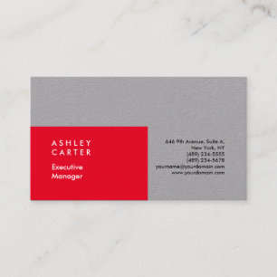 Cartão De Visita Profissional elegante simples minimalista vermelho