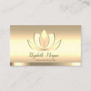 Cartão De Visita Profissional Flor de Lótus Dourada Chic Yoga