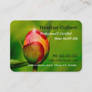 Cartão De Visita Profissional Loving do botão da peônia do cuidador