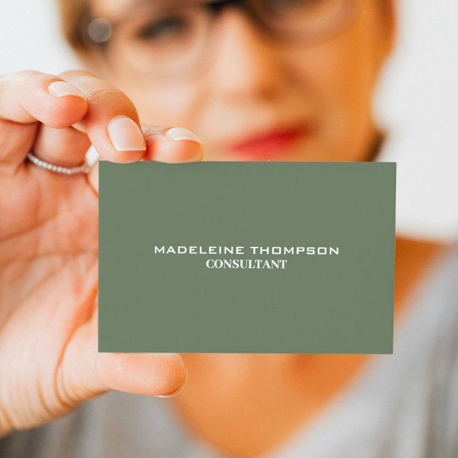 Cartão De Visita Profissional minimalista (Minimalist Professional Business Card in olive green color)