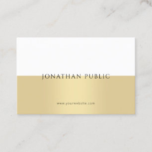 Cartão De Visita Profissional minimalista branco Na moda Dourado