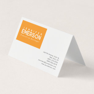 Cartão De Visita Profissional minimalista moderno laranja branco si