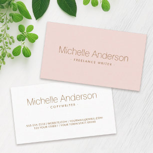 Cartão De Visita Profissional minimalístico rosa de cor rosa