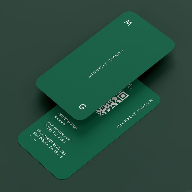 Cartão De Visita Profissional mínimo verde Hunter (Hunter Green Minimal Simple Professional Business Card
)