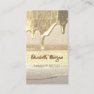 Cartão De Visita Profissional Moderno, Confetti Dourado, Gotas