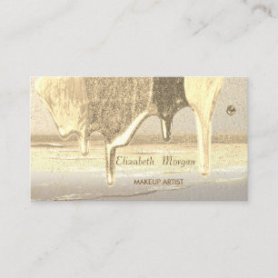 Cartão De Visita Profissional Moderno, Confetti Dourado, Gotas
