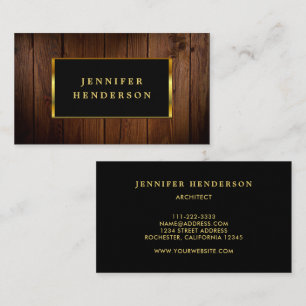 Cartão De Visita Profissional moderno de madeira de ouro negro