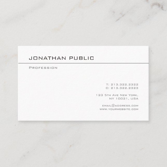 Cartão De Visita Profissional moderno do modelo simples sofisticado (Frente)