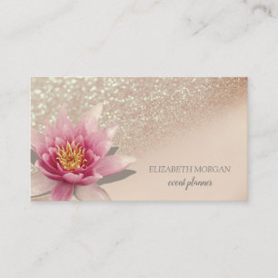 Cartão De Visita Profissional Moderno Glitter Bokeh Aquarela Lótus
