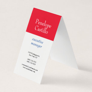 Cartão De Visita Profissional Moderno Simples Plano Azul Vermelho B