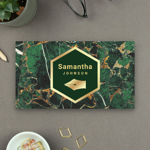 Cartão De Visita Profissional Nib de Caneta Verde Dourado Emerald