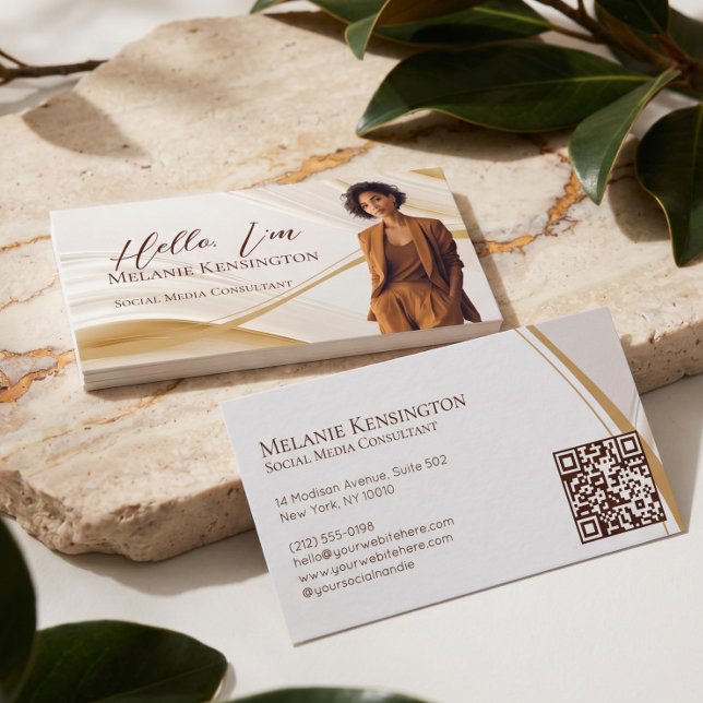 Cartão de Visita Profissional QR Code de Ágata Lux (Luxury Agate Professional Business Photo QR Code Card)