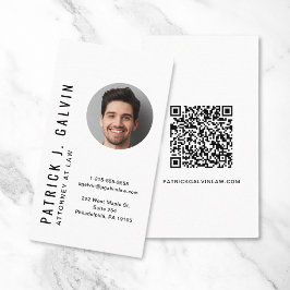 Cartão de Visita Profissional QR Code Foto Minimal