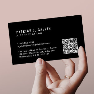 Cartão de Visita Profissional QR Code Preto Minima