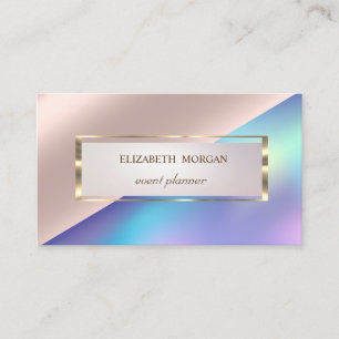 Cartão De Visita Profissional, Quadro Moderno Rosa Dourado Holográf