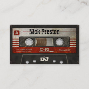 Cartão De Visita Profissional retro legal da cassete áudio DJ