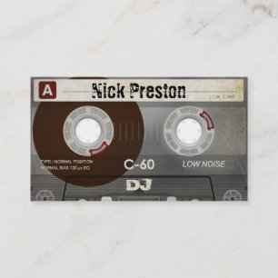Cartão De Visita Profissional retro legal da cassete áudio   DJ