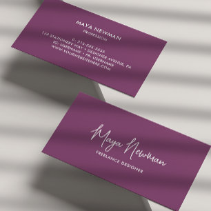 CARTÃO DE VISITA PROFISSIONAL SIMPLES DE NOME DE ASSINATURA PLUM