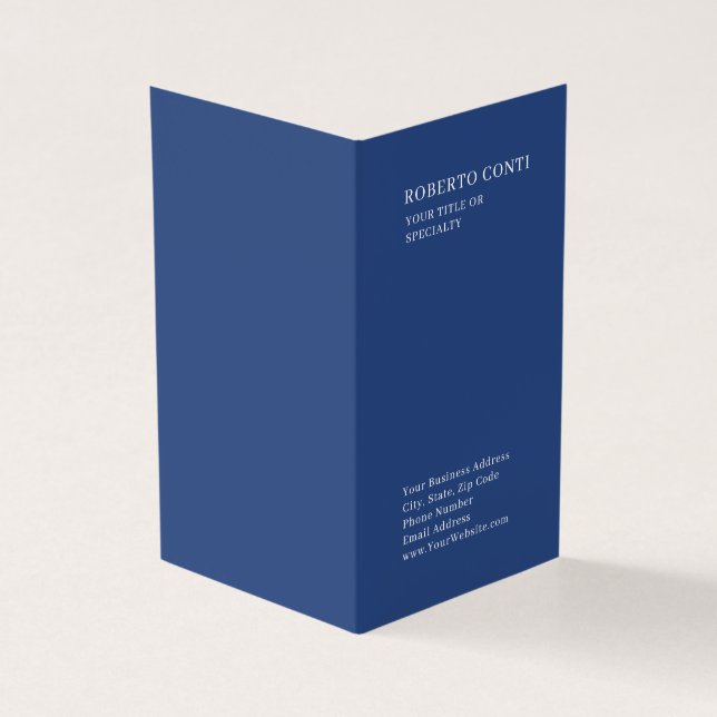 Cartão De Visita Profissional Único Simples Minimalista Azul (Exterior)