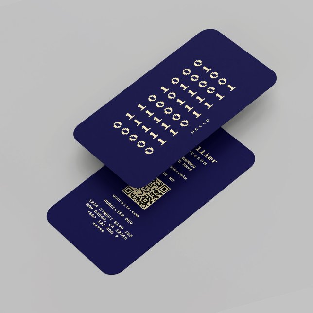 Cartão De Visita Programador Moderno de Desenvolvedores de Midnight (Modern Programmer Coder Dev Midnight Blue Gold Business Card
)