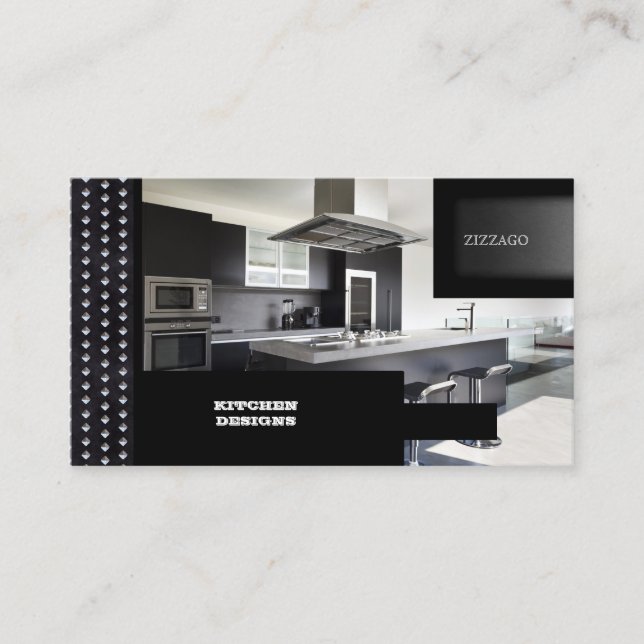Cartão De Visita Projetos de COZINHA em Metal Preto (Frente)