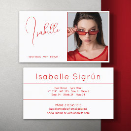 Cartão De Visita Promocional De Fotografias Do Ator Modelo Vermelho
