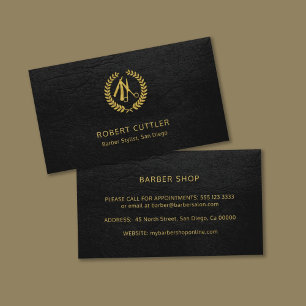 Cartão De Visita Promocional do LOGOTIPO de compro de Barber - Ouro