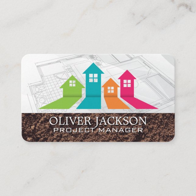 Cartão De Visita Property Homes Logo | Blueprints (Frente)