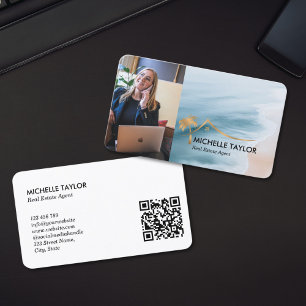 Cartão De Visita Propriedade Beachfront Real Estate Realtor Foto QR