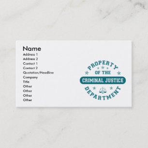 Cartão De Visita Propriedade do departamento de justiça penal