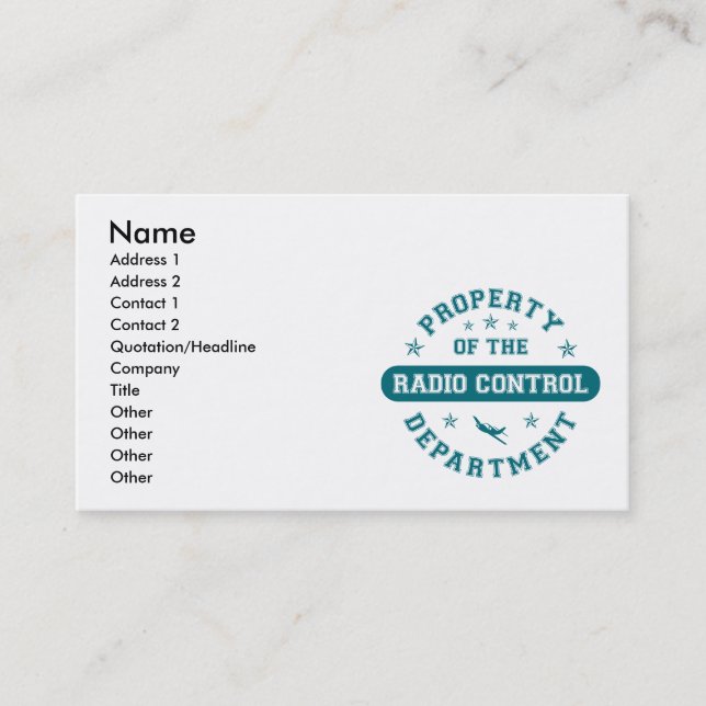 Cartão De Visita Propriedade do departamento do controle de rádio (Frente)