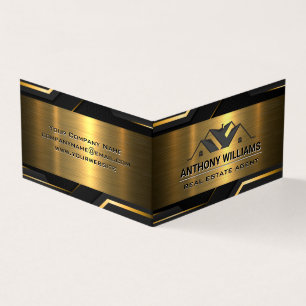 Cartão De Visita Propriedades do imóvel   Preto Dourado