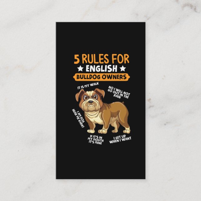 Cartão De Visita Proprietário do Bulldog Inglês Humorous Pet Dog Lo (Frente)