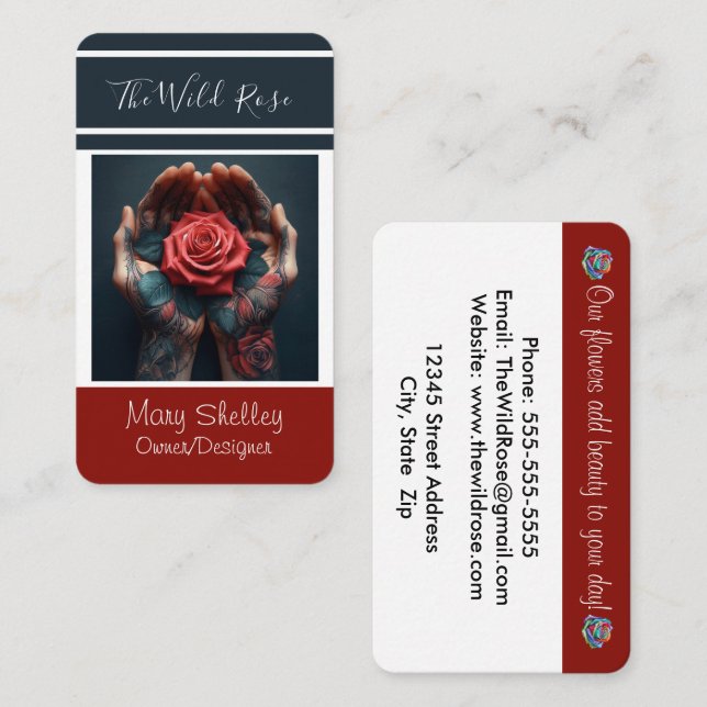 Cartão De Visita Proprietário do Designer de Compro Floral Rosa Col (Frente/Verso)