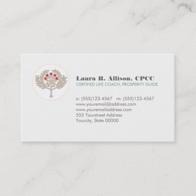 Cartão De Visita Prosperidade Árvore Bem-estar e Artes Curadoras (Frente)