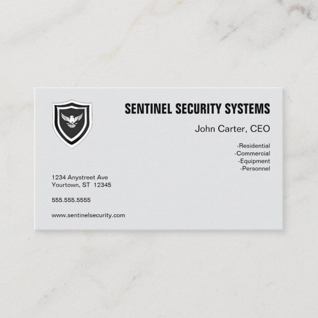 Cartão De Visita Proteção de Segurança Eagle Shield (Frente)