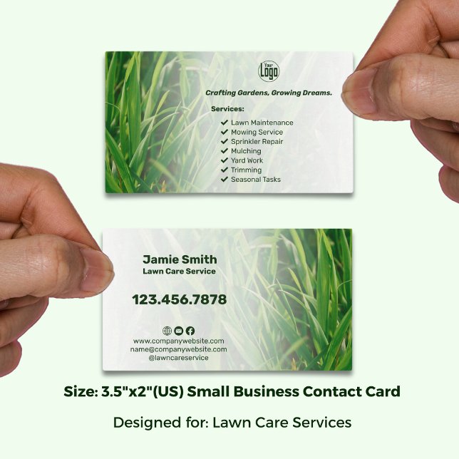 Cartão De Visita Proteção e Paisagem Profissionais (Professional Lawn Care & Landscaping Business Card; Size: 3.5 x 2 Inch)