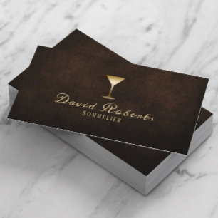 Cartão De Visita Provando De Vinho Sommelier Bartender Couro Elegan