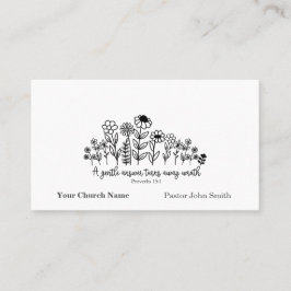 Cartão De Visita Proverbs Bible Verse Floral Doodle Church