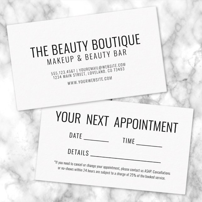 Cartão De Visita Próxima Consulta Simples (Simple Next Appointment Business Card)
