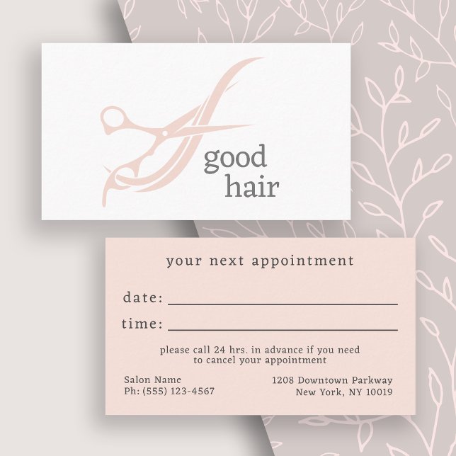Cartão De Visita Próximo compromisso do logotipo simples de cabelo (Get these stylish appointment cards for your salon to remind clients of their next appointment.)