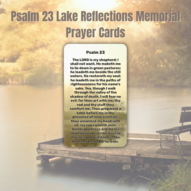 Cartão De Visita Psalm 23 Lake Refletions Memorial Prayer Card (Criador carregado)