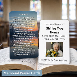 Cartão De Visita Psalm 23 Sunset Lake Memorial Prayer Card