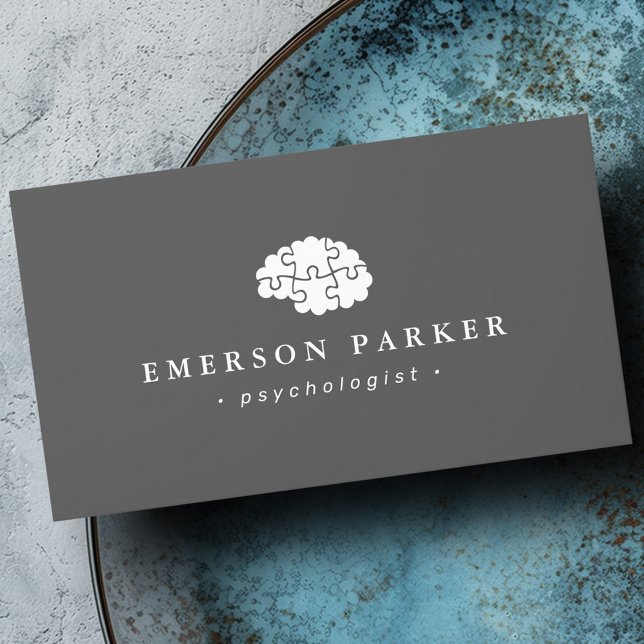 Cartão De Visita psicólogo cinza conselheiro psiquiatra moderno (Gray psychologist psychiatrist counselor modern business card)