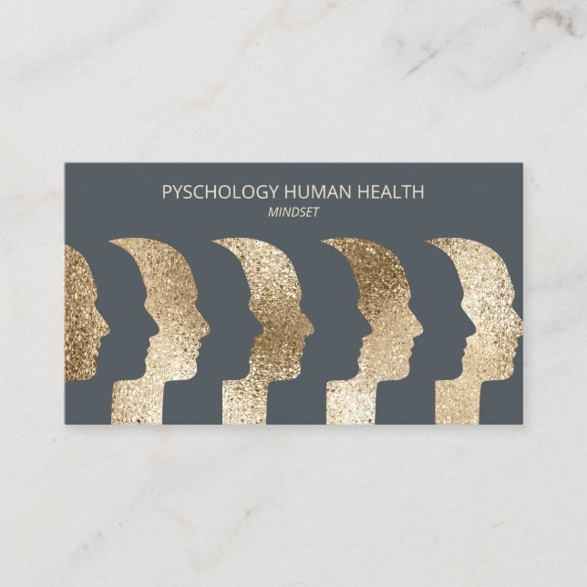 Cartão De Visita Psicólogo Rostos Humanos Mentalidade Sofisticada (Frente)